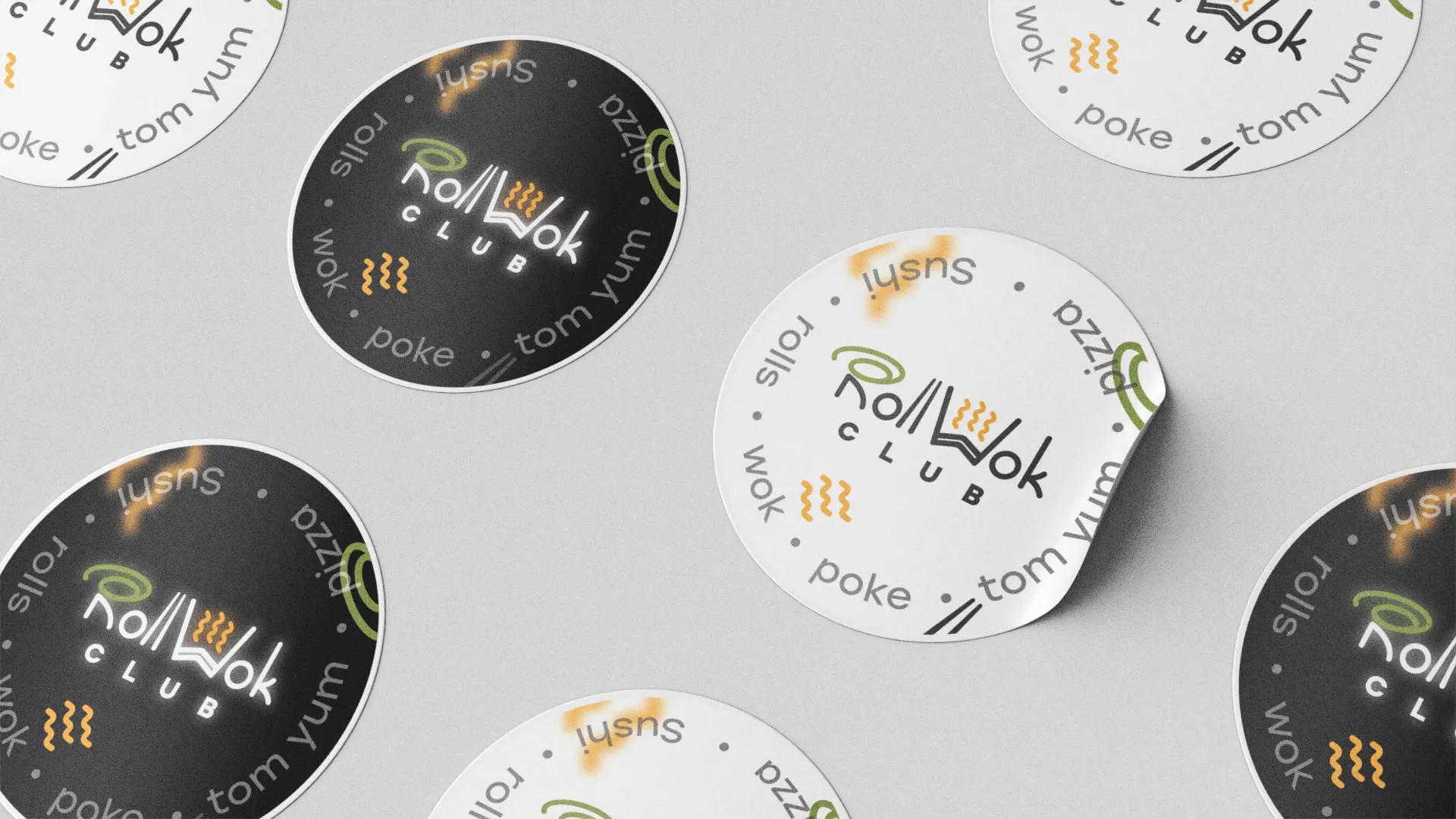 Разработка наклеек для суши-бара «Roll Wok Club» в Ставрополе