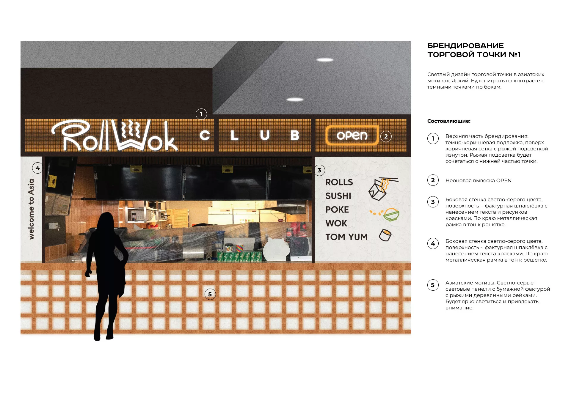 Брендирование торговых точек суши-бара «Roll Wok Club» в Ставрополе