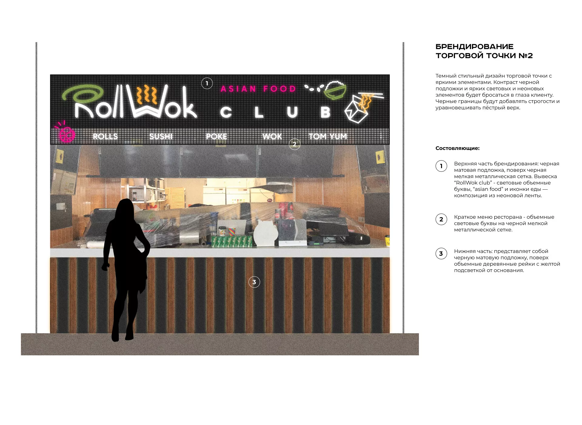 Брендирование торговых точек суши-бара «Roll Wok Club» в Ставрополе
